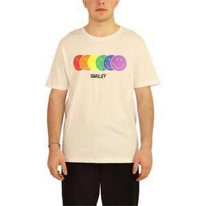 Elevenparis Mens Rainbow Smiley Graphic T-Shirt, White, S, DM